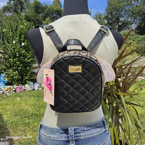 BETSEY JOHNSON BLACK LUV BETSEY KITSCH BACKPACK w/WINGS - Picture 3 of 6